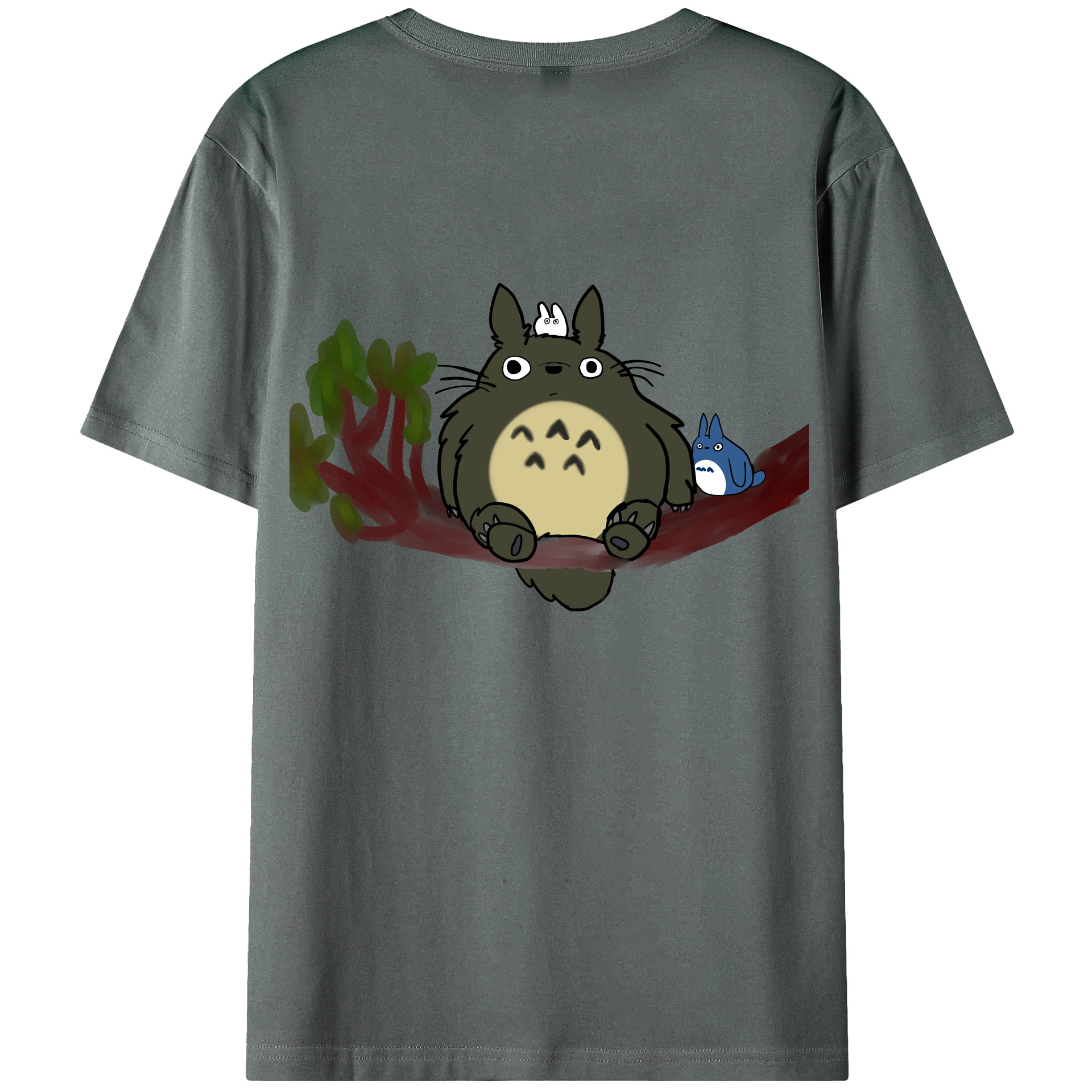 （画像用） となりのトトロ 草壁メイ 草壁サツキ My Neighbor Totoro Satsuki Kusakabe Mei Kusakabe 綿100％ メンズ半袖Tシャツ（バックプリント） 通気性